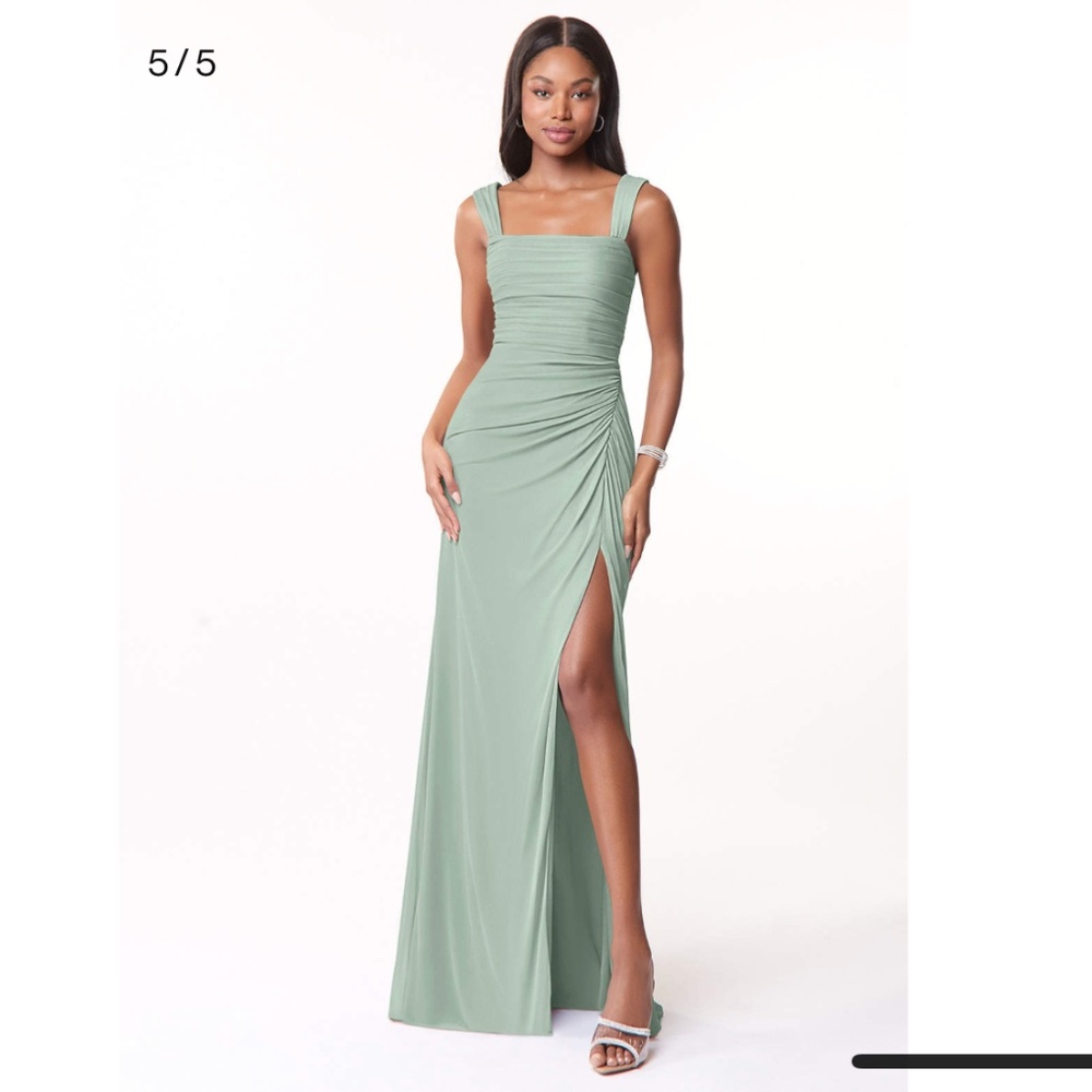 AZAZIE JESAPHINE Stretch Agave Fitted Ruched Mesh Dress